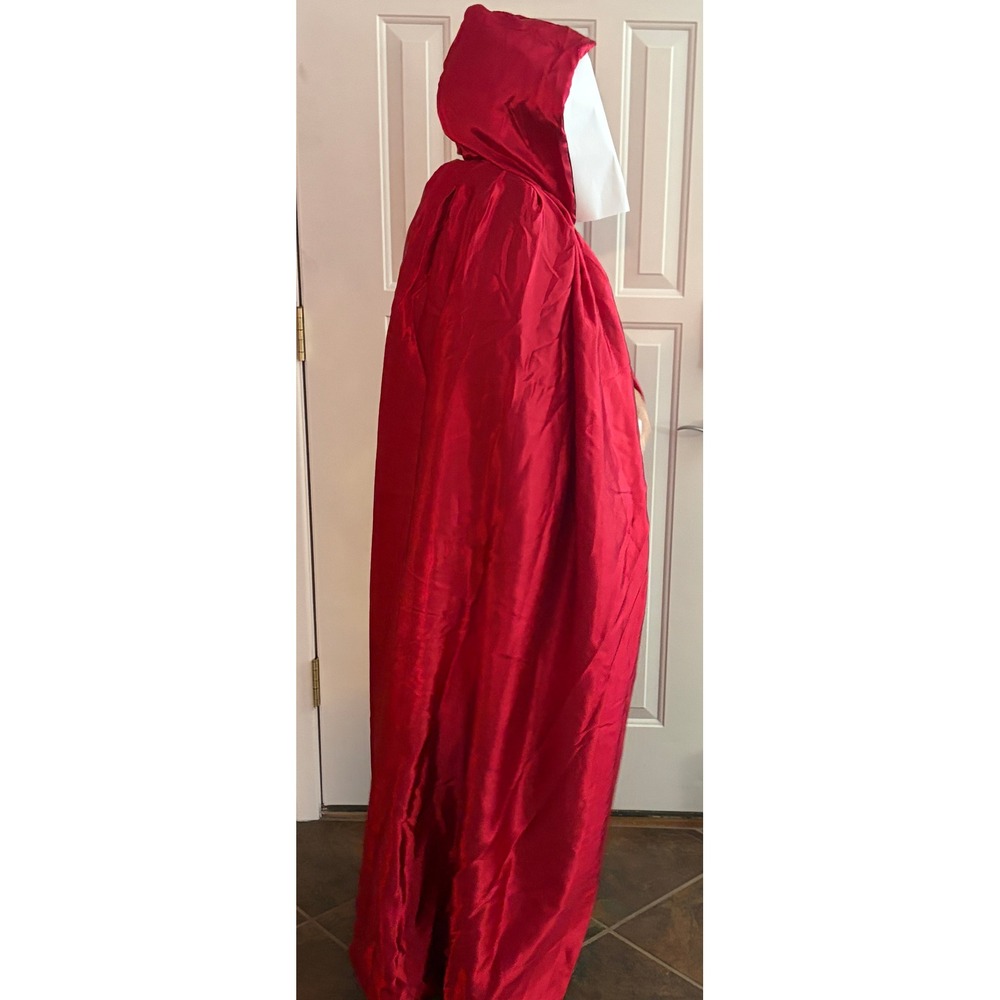 Reversible Hooded Cloak Black Velvet Red Satin Halloween Costume Cape - Picture 8 of 11